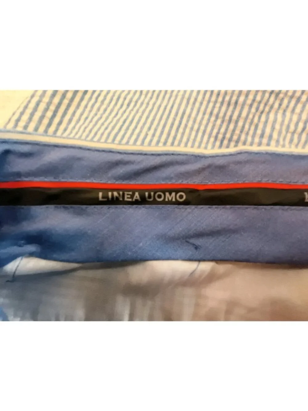 Linea Uomo Men Size 42X32 Pinstriped Cuffed Pants Blue/White